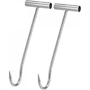 uxcell 8inch T-Handle Meat Boning Hook, Galvanized T Hooks for Kitchen Butcher Shop Restaurant 2Pcs
