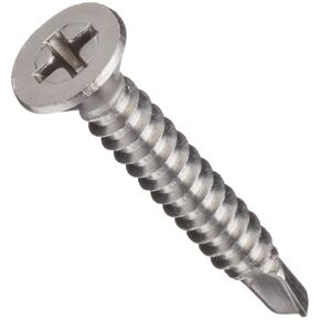 Small Parts Stainless Steel Sheet Metal Screw, Plain Finish, Flat Head, Phillips Drive, Self-Drilling Point, 3/4" Length, #6-20 Threads (Pack of 100)