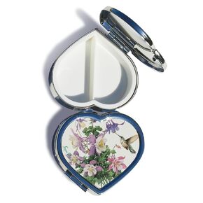 Lissom Design Heart Shaped Pill Boxes - Pretty 2 Compartment Compact Travel Medicine Vitamin or Pill Box Case, 2.5 x 2.38-Inch, Lakeside Breeze