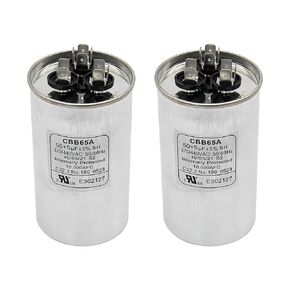 50+5uF±5% 370/440 VAC CBB65A Dual Run Circular Start Capacitor for AC Motor Run, Fan Start, Condenser Straight Cool or Heat Pump Air Conditioner (2/Pack)