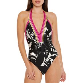 Trina Turk Women's Standard Lennox One Piece Swimsuit, Plunge Neck, Bathing Suits