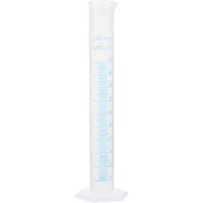 Baluue 100ml Plastic Graduated Cylinder, Transparent Measuring Cylinder with Precisely Blue Tick Marks Scientific Measuring Cylinder with Extra Stable Base for Laboratory Science Projects