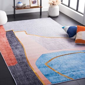 Safavieh Tacoma Collection Area Rug - 8' x 10', Beige & Blue, Mid-Century Modern Design, Non-Shedding & Easy Care, Machine Washable Ideal for High Traffic Areas in Living Room, Bedroom (TAC834B)