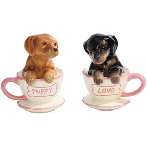 Pacific Trading Dachshund Puppies Tea Cup Puppy Love Salt and Pepper Shakers Set