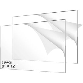JINMURY 4 عبوات من صفائح الأكريليك الشفافة مقاس 8 × 12 بوصة بسمك 1/8 بوصة (3 مم) صفائح بلاستيكية شفافة من الأكريليك المصبوب لللافتات والنقش والقطع بالليزر والحرف اليدوية ومشاريع العرض بنفسك in Kuwait