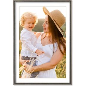 Axeman 8x10 Picture Frame, Natural Solid Wood 8 x 10 Photo Frame, 8x10 Frame for Wall & Tabletop Display, 8 by 10 Picture Frame with Tempered Glass, 8x10 Picture Frame with Mat for 5x7, Black