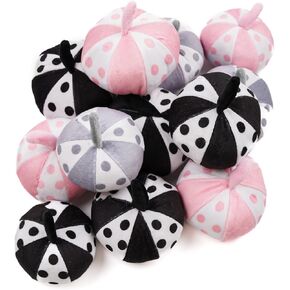 12PCS Halloween Artificial Pumpkins Trick or Treat Skeleton Bat Cobweb Assorted Sizes Flannel Pumpkin Seasonal Holiday Home Decorations for Kitchen Table Centerpiece Mantel Shelf