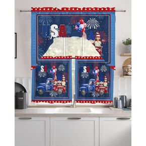 Purple Stripes Swag Valance Kitchen Curtains, Rod Pocket Valance Curtain Panels for Bedroom Living Room Bathroom Cafe Windows, Blue Spring Summer Flower Watercolor 56''x36''