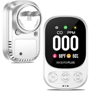Carbon Monoxide Alarm INKBIRDPLUS HD08 Carbon Monoxide Detector with Alarm, 3-in-1 Gas Quality Monitor CO Temperature Humidity Meter, CO Gas Monitor Home Hotel Trip Camp RV