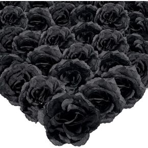 Waydress 60 Pieces Artificial Rose Head for Decoration Silk Rose Flower for Cake Decor Rose for Crafts Fabric Rose Head Real Looking Fake Rose for DIY Wedding Party Decoration (Gold)