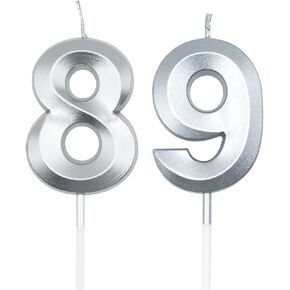 Champagne Gold 89th & 98th Birthday Candles for Cakes, Number 89 98 Candle Cake Cupcake Topper for Birthday Anniversary Party Decoration
