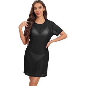 Womens Swimsuit Coverups Bikini Mesh Cover Up Sheer Bathing Suit One Piece Swimwear