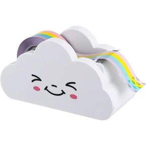 White Tape Desk Dispenser Cloud Tape Cutter with Rainbow Novelty Tape Dispenser Cute Tape Dispenser Holder for Home School Office Stationary Packaging Wrapping Craft Supplies