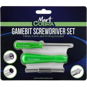 Mart Cobra Gamebit Screwdriver 3.8mm 4.5mm & Tri-Wing Screwdriver Gameboy Screwdriver Set Compatible Super Nintendo 64 SNES NES Tools N64 Gamecube Sega Genesis Game Cartridge Security Bit Screw Driver