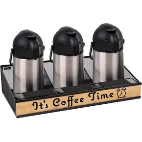Mind Reader Airpot Serving Station, Coffee Bar Accessories, Countertop Organizer, Wire Mesh, 24" L x 12" W x 6" H, Black