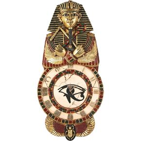 Design Toscano Medinet Habu Egyptian Wall Clock Sculpture, 40 Inch, Gold Leaf