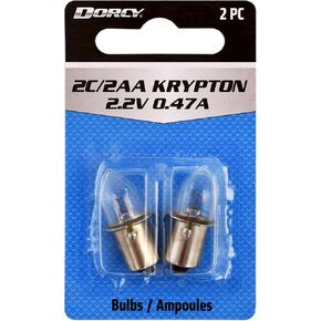 Dorcy - 411662 2C/2AA-2.2-Volt, 0.47A Bayonet Base Krypton Replacement Bulb, 2-Pack (41-1662) Clear