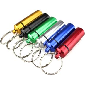 3 Size Waterproof Aluminum Pill Box Case Capsule Bottle Cache Drug Holder Keychain Container Colorful 6pcs, /L