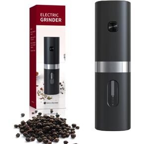 XUNATA Electric Pepper Mill, Electric Salt and Pepper Grinder, Adjustable Coarseness Pepper Grinder Mill for Kitchen, BBQ, Restaurant (1 Pack)