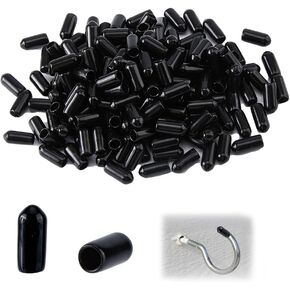 SUPERFINDINGS about 250Pcs Pegboard Hooks Protector Flexible Peg Board Hook Tip Cap Black Rubber End Caps Caps Bolt Cover(Inner Dia 5mm, Suitable for 5mm-6mm Hooks)