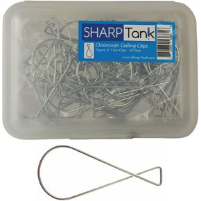 Classroom Figure 8 T-Bar Squeeze Clip (50 Pack) - Wire Hanging Clip Designed for Displaying Signs, Graphics, Mobiles, and Student Work from Drop-Ceilings - Holds up to 10 lbs