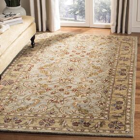 SAFAVIEH Classic Collection 8' Round Light Green / Gold CL324A Handmade Traditional Oriental Premium Wool Area Rug