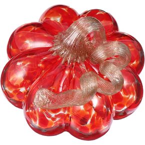 Veemoon Hand- Blown Glass Pumpkin Figurine, 4. 91X3. 93 inch, Table Accent for Home Decor Fall Harvest, Glass Collectible Figurine