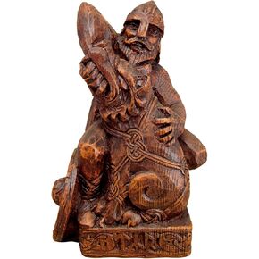 Dryad Design Viking Home Decor - Norse God Tyr Statue Wood Finish (God of War & Courage)