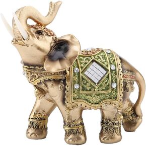 Elephant Statues, Lucky Feng Shui Sculpture Wealth Figurine Lovely Elephants Gift Home Elegant Decoration, Exquisite Workmanship, Anti Slip On The Bottom Surface, for Home, Office, Hotel or Cafe(L)