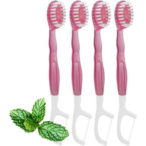 Mini Disposable Toothbrushes with Toothpaste 5 in 1 Travel Portable Toothbrush with Toothpaste + Tongue Scraper + Picks+Floss Travel Case (Peppermint, 10)