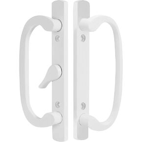 8.5" Legacy Sliding Patio Glass Door Center Latch White Handle Set Replacement - Sash Controls 2265 - Mortise Type, Fits 3-15/16" Screw Hole Spacing and Fits 1-1/4" to 2-1/4" Door Thickness