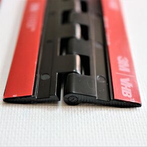 4x 75mm Black Acrylic Hinges. No glue required, Self Adhesive. Black Plastic Acrylic, 2 61/64-4 Pack-