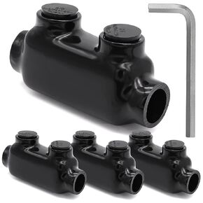 4PCS Insulated in-Line Splice Connector 2/0-6 Gauge Wire Cable Range - 7/32 Allen Hex - Pre-Filled with Oxide Inhibitor and Wrench for Easy Use
