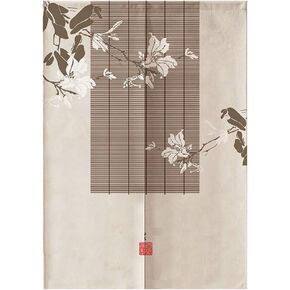 MYRU Japanese Noren Doorway Curtain Tapestry (White Flowers,33.5 Inches x 59 Inches)