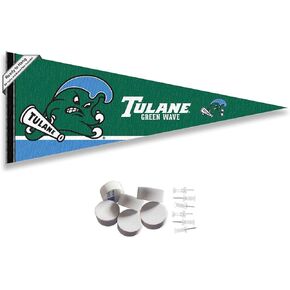 College Flags & Banners Co. Tulane Green Wave Pennant Flag and Wall Tack Mount Pads