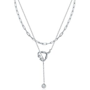 Nurse Stethoscope Necklace 925 Sterling Silver Choker Necklaces Double Layered Doctor Stethoscope Pendant Doctor Nurse Medical Student Graduation Jewelry Gift