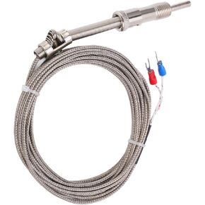 K Type Thermocouple, K Type Probe K Type Sensor Probe K Type Compression Spring Thermocouple Shielded Thermocouple Wire Probe for Factory Used in Industrial Temperature Sensing (5m)