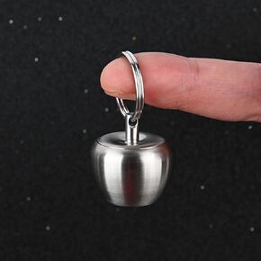 Pill Case, Stainless Steel Pill containers Waterproof Single Chamber Portable Metal Small Medicine Box Apple Shape Medicine Case Sealed Jar Keychain Pendant for Outdoor Travel Camping
