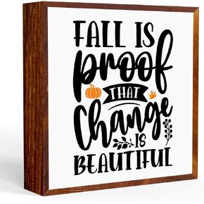 Rustic Fall Decor Pumpkin Decor Autumn Desk Decor Wooden Box Sign Office Home Farmhouse Garden Kitchen Decor Wood Square Box Sign for Tabletop Bookshelf Tiered Tray Wall Decor Thanksgiving Christmas