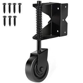 Spring Loaded Gate Caster, 2 Pack Heavy Duty Gate Wheel with 360 Degree for Wooden Gate/PVC Fence, 4.3 inch 300Lbs Capacity for Universal Mount Plate (Blak Pairs)