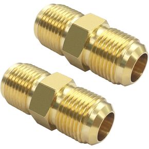 Hooshing 5/8" Male Flare x 5/8" Male Flare Propane Gas Fitting Adapter Brass Tube Flare Fitting, 2 Pack