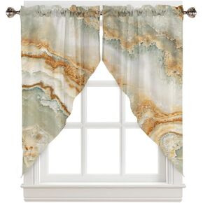 CAPSCEOLL Mable Swag Valance for Window 56" W X 36" L 2 Panels Valance Curtains for Kitchen Living Room