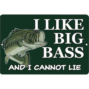 Rogue River Tactical Funny Fishing Metal Tin Sign Wall Decor Man Cave Bar I Like Big Bass