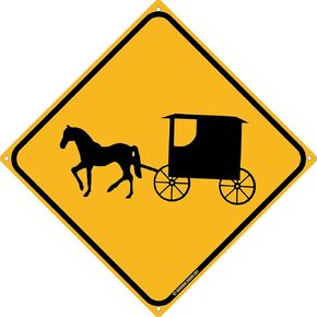 Horse And Buggy 12" x 12" Tin Road Sign Amish Country Living Home Barn Stable Coach Decor