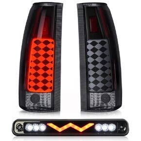 Tresound Tail Light + 3rd Third Brake Cargo Lamp for 94-98 Silverado 88-00 Chevy GMC C/K C1500 C2500 C3500 K1500 K2500 K3500, 92-94 Blazer Rear LED Taillight Assembly