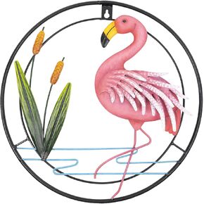 huangpai Metal Flamingo Wall Art, Porch Front Door Wall Decor, Room, Outdoor, Club, Bars, Front Door, Metal Hanging Wall Art Décor
