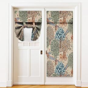 Door and Window Curtains, William Morris Floral French Glass Door Curtains, Art Deco Insulated Privacy Lace Window Small Curtains 26x40 inches