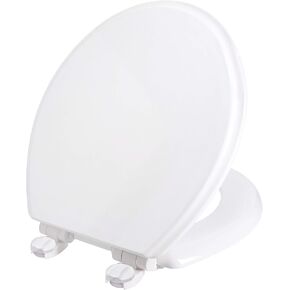 Idea Factory Round Adult/Child Toilet Seat with EZ OFF Hinges, Small Child Seat Included