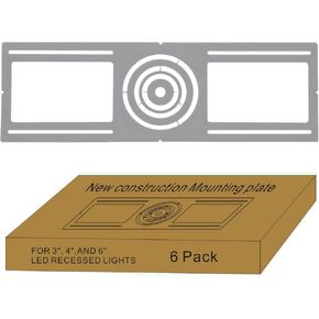 FORT 12 Pack New Construction Rough in Plate Pre Mounting Bracket for 3/4/6 Inch LED Recessed Lighting Kits - Slim Light Kit Bracket for Easy Installation Shallow Recessed Light Housing
