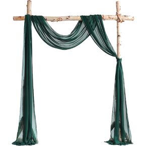 20Ft Wedding Arch Draping Fabric Panels, Navy Blue Chiffon Table Runner Decoration, Fabric Drapes Arbor Drapery Wedding Ceremony Reception Swag Decorations for Wedding Party Decoration …